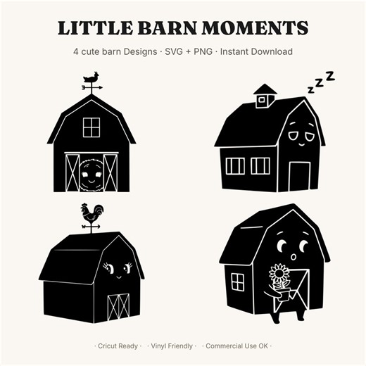 Cute Barn SVG Bundle | Little Barn Moments Pack | PNG Clipart | Cricut Cut File | Farm Nursery Sticker Decal Mug Design - Etsy