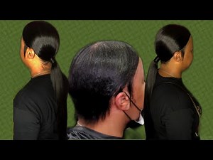 From Short to Long / Middle Part Low Sleek Extended Ponytail on Short Hair