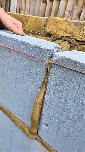 Precision Installation of Lightweight Bricks Using a Waterpass String #shorts