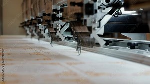 Operation of the production automatic embroidery machine.