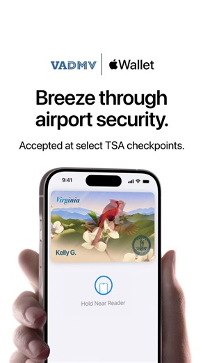 Virginia ID in Apple Wallet – Accepted at TSA checkpoints. :15 TSA