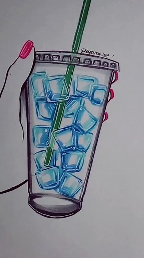 Artistic iced coffee illustration and sketching process