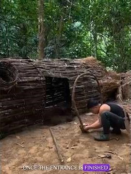 Alone in the Wild: Building a Shelter From a Fallen Tree