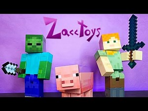 Mattel Minecraft Diamond Level Series Alex, Zombie, and Pig Action Figure Review!