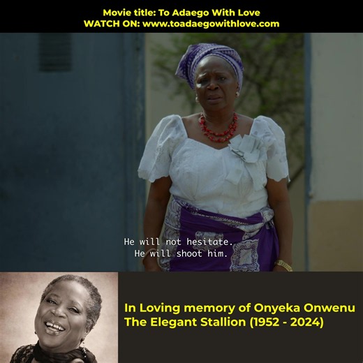 Some legends never truly leave us. This July, as we mark the second anniversary of the passing of the legendary Onyeka Onwenu, we celebrate a life devoted to excellence, courage and storytelling. To Adaego, With Love is more than a film. It is her final screen performance and you can join us in celebrating her remarkable legacy. 🎟️ Throughout July, watch To Adaego, With Love in cinemas for just ₦2,000 nationwide, or stream internationally for $4.99. #toadaegowithlove #Tawl #tadeproductionhouse 