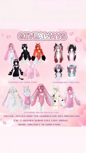 🎉 Winners List 🎉 🥇 1st prize @laylawxd 🥈 2nd Prize: @kawaii_mymy @neko_cosland @katsumi.coser 🥉3rd: Check your DMs soon! 💌 Please DM @hanaes_shop within your prize. If we don’t hear from you within 3 days, the prize will be forfeited. Congrats cuties & thank you for joining our giveaway 💕🎀 | Hanaes two