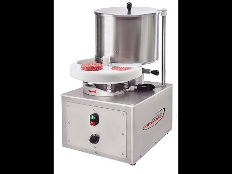 Máquina formadora de hamburguesas. Elabora hamburguesas hasta 130 mm de diámetro. Automática