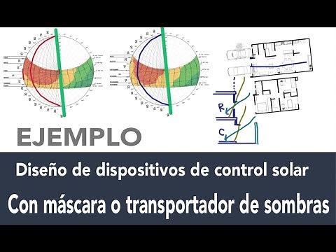 Example of using a mask/shadow conveyor for the design of solar control devices