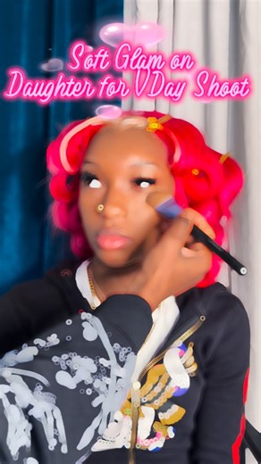 Chyna King on Instagram: "Doin daughter soft glam 🩷 Wig custom color an install by her @dolleddbyryaah #softglamlook #beauty #glamour #beautycontentcreator #fy"