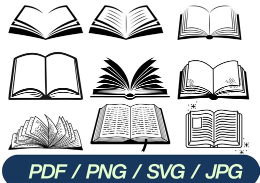 Open Book SVG Bundle | Book Icons Clipart | Reading Book Vector | Library Education SVG | PDF Png Svg Jpg | Digital Download - Etsy Canada