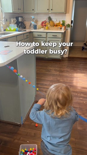 how to keep your toddler busy - try this easy pom pom bridge activity | Lily b Coco - Silly Miss Lily From Paisley's Corner
