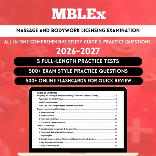 MBLEX Study Guide 2026 | Massage and Bodywork Licensing Exam Prep | Mblex Exam | Massage Therapist Exam | Mblex Exam Prep Online Material - Etsy