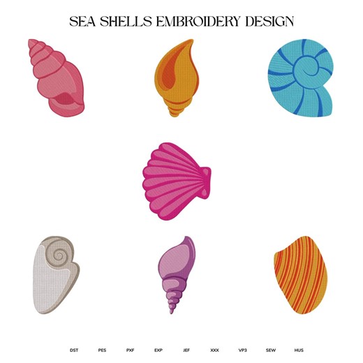 Sea Shells Embroidery Design Pack: Summer Embroidery Files (digital Download) - Etsy