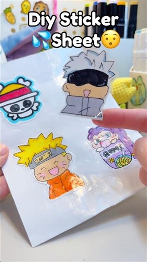 ✨DIY Paper Stickers Sheet😉!? #diystickers #stickers #papercraft #cutecrafts #crafts #craft #cute