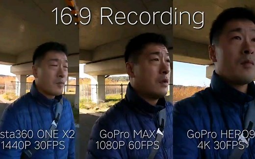 Insta 360 one X2, GOPRO MAX, GOPRO9 对比