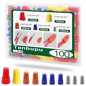 100PCS Electrical Wire Caps Wire Connectors Nuts Kit, 22-10AWG Insulating Insert Twist Wire Connectors with Spring, Screw on Terminals Assortment Set Quick Connection