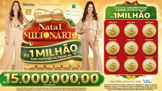 Quarto sorteio da Tele Sena de Natal 21/12/2025: Confira o resultado