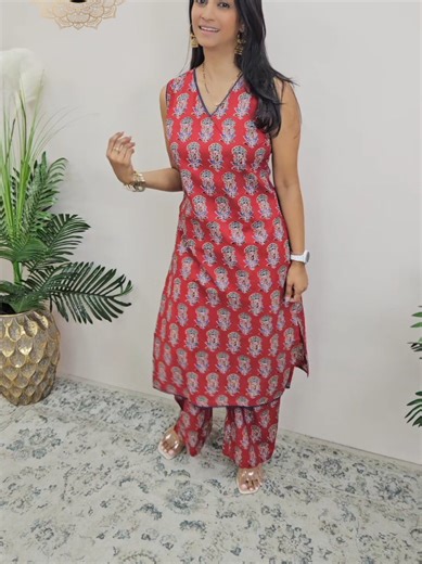 Pure Cotton Sleeveless Printed Kurta with Pant