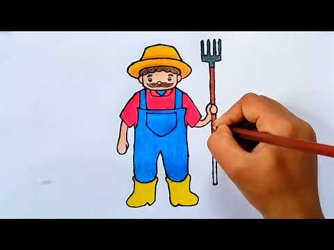How to draw farmer easy step-by-step| farmer drawing for kids| farmer drawing with tool|