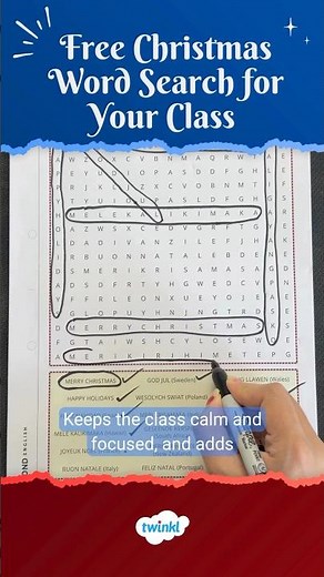 A free Christmas Wordsearch for end-of-term lessons🎄#TwinklAustralia #christmasactivity