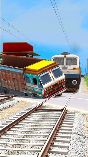 TRAIN VS TRUCK ACCIDENT AT RAILWAY GATE #train #truck #shorts
