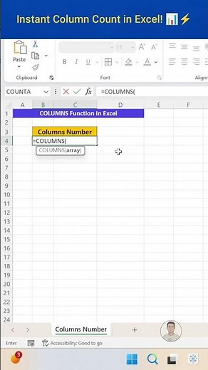 Count Columns in Excel Using COLUMNS Function