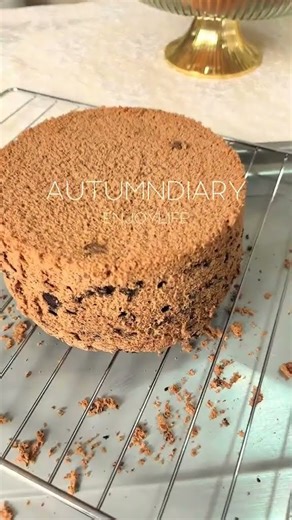 巧克力戚风，夹层加入了奥利奥饼干碎，秋冬的第一个美拉德色系。#在家做美食 #烘焙新手