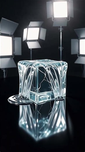 Glass Block Melts Into Water - 3D SatisfyingAnimation