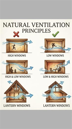 NATURAL VENTILATION PRINCIPLES part 2 #shorts #civilengineering065 #viral