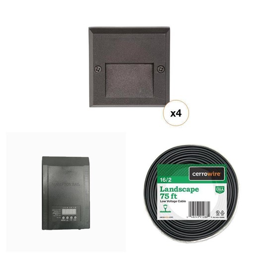 200-Watt Low-Voltage Transformer, 75 ft. 16/2 Wire, and 10.6 in. LED Deck Light Combo - The Home Depot