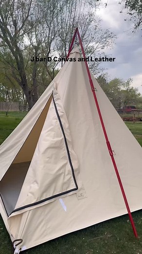 2K reactions · 102 shares | What's the secret to setting up our 7x7 teepee in record time? Can you make it happen in 5 minutes like a pro? Simple: stake, snap, clip, and you're done! Just don't forget the door unzip trick, genius at work! #jbardcanvasandleather #teepee #tent #cowboy | J bar D Canvas and Leather | Facebook
