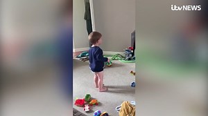 Is this the next Tom Bradby? Cute toddler learns ITV News' theme tune off by heart and even dances in sync to the music Smiling face with heart-shaped eyes. More here: https://bit.ly/2XWlJON | ITV News