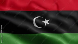 Flag Of Libya - Libya Flag High Detail - National flag Libya wave Pattern loopable Elements - Fabric texture and endless loop - Highly Detailed Flag - The flag of fluttering in the wind