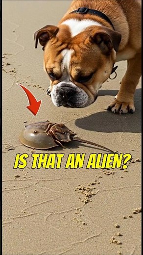 Bulldog vs Alien Creature on the Beach 🐶 #shorts