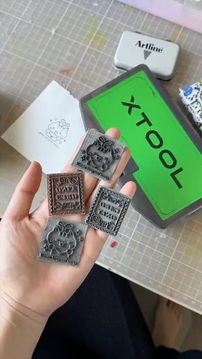 Stamp Making with Xtool M1 Ultra 💛 #xtool #xtoolm1 #engrave #rubberstamp