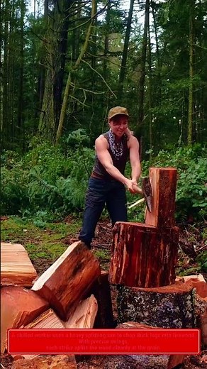 Extreme Wood Splitting with Hand Axe | Powerful Firewood Chopping Skills