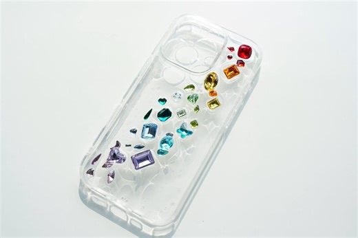 Handmade Rainbow Crystal Phone Case: Sparkling Rhinestone Design - Etsy