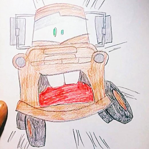 How to Draw MATER from Pixar CARS in Anime Style! Easy Step by Step