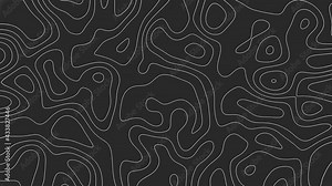 White outline topographic contour map abstract tech motion graphic design. Geometric background. Video animation Ultra HD 4K 3840x2160. Moving waves on black background.
