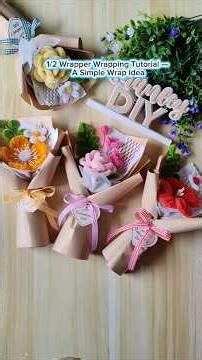 1/2 Wrapper Wrapping Tutorial — Simple Wrap Idea #minibouquet #wrappingtutorial