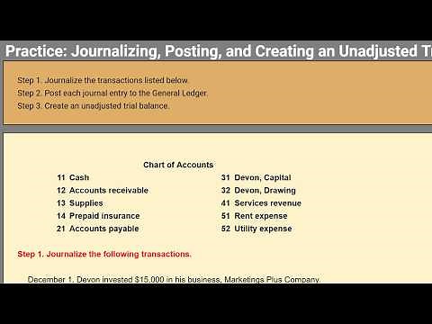 Journalizing, Posting, Unadjusted Trial Balance Practice