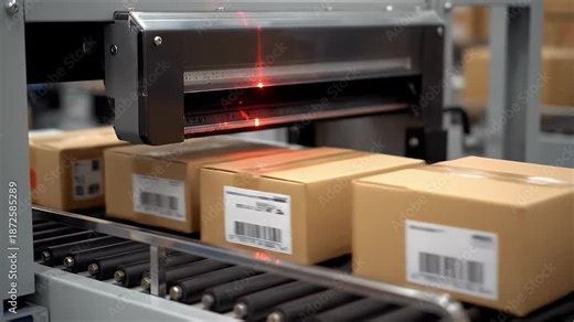Automated Sorting and Scanning of Packages on a Conveyor Belt System.