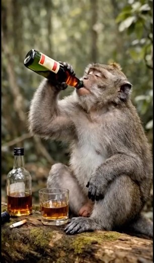 The monkey😂 got 🍾drunk after drinking beer #funny #trendingshorts #fyp #animals #monkey 😱🐒😂😂🍾