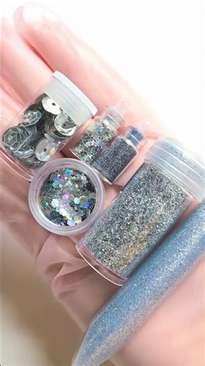 Slime ASMR 🥈✨🔗 | Silver Glitter Slime Mixing | Slime Therapy #ASMR #Slime #OddlySatisfying