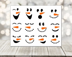 Snowman Face Vinyl Decal Stickers: DIY Christmas Ornament Crafts - Set of 12 - Etsy