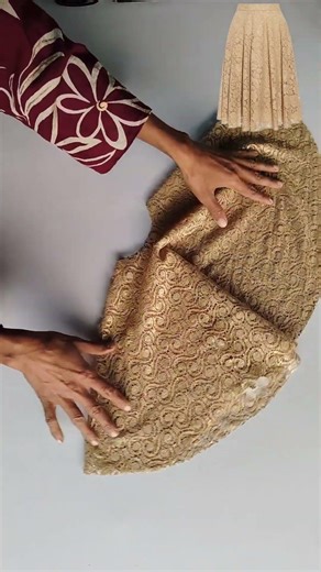 Golden Beige Lace A-Line Skirt pattern Design Cutting and Stitching Step by step tutorial ✂️🪡 #skirt
