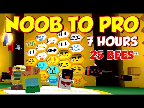 NOOB to PRO Bee Swarm Simulator - 25 Bees - 7 Hours (NO ROBUX)
