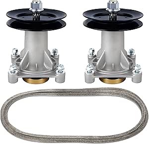 42 Inch 46 Inch Deck Spindle Rebuild Kit Fits for Hus qvarna YTH2242 YTH2246 YTH20K46 YTA22V46, Includes (2) Mower Spindles 187292 192870, (2) Pulleys 195945 197473, and (1) Belt 21546607