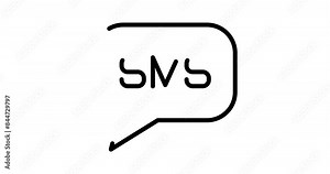Speech bubble sms animated outline icon with alpha channel. Speech bubble sms 4k motion design animation for web, mobile and ui design