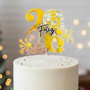Feliz 2026 Cake Topper | New Year Cake Topper | Gold & Silver NYE Cake Decoration | Disco Ball Cake Topper | New Year Party Decor - Etsy